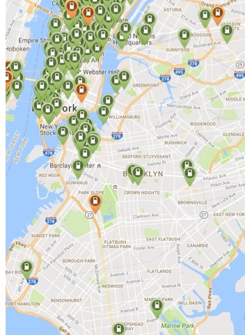 Public charging station locations in NYC