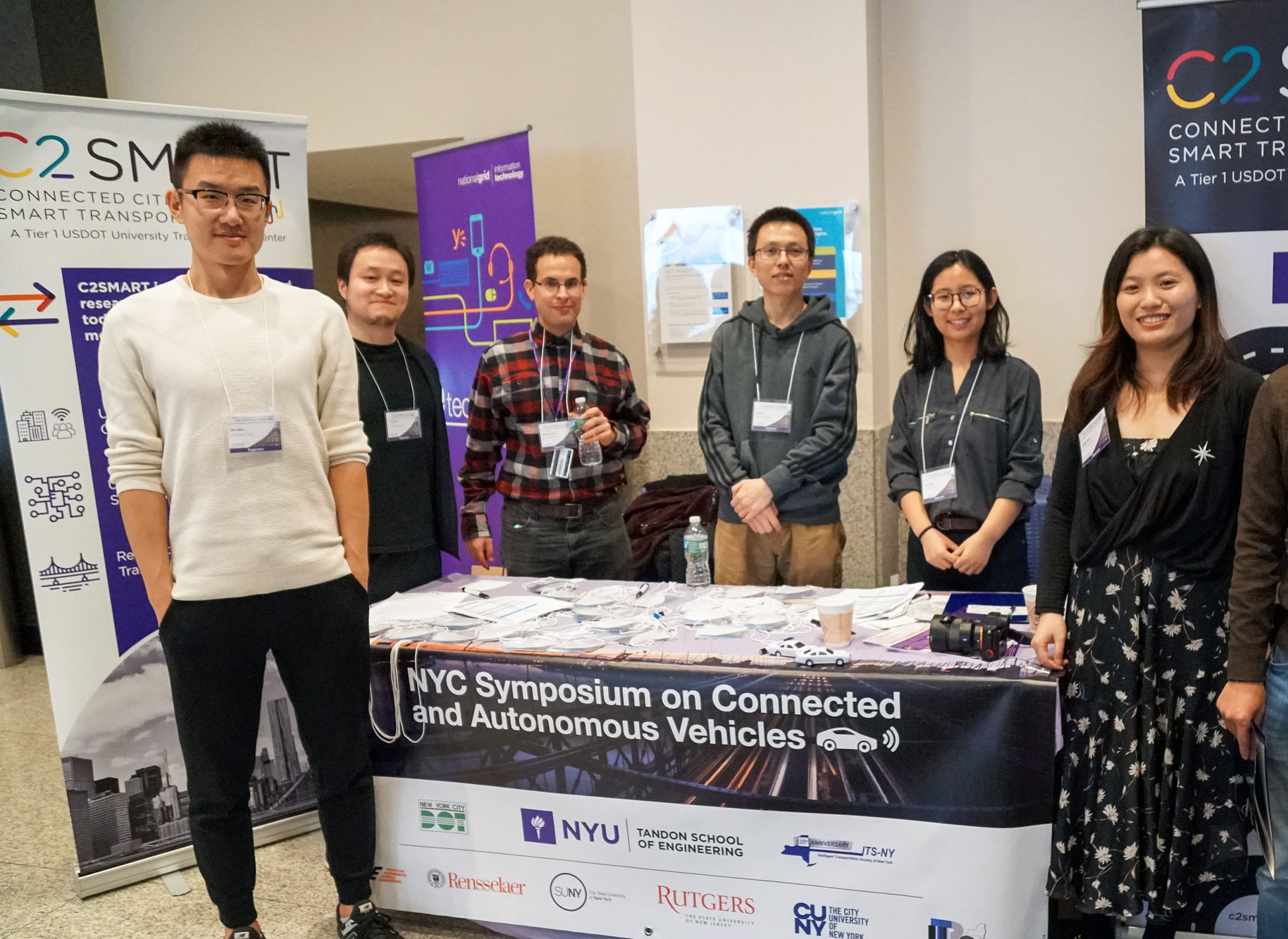 A host of student volunteers from C2SMART ensure the symposium ran smoothly, including (L to R) PhD students Zilin Bian, Fan Zuo, Reuben Juster, Di Sha, Ding Wang, Jingqin Gao.