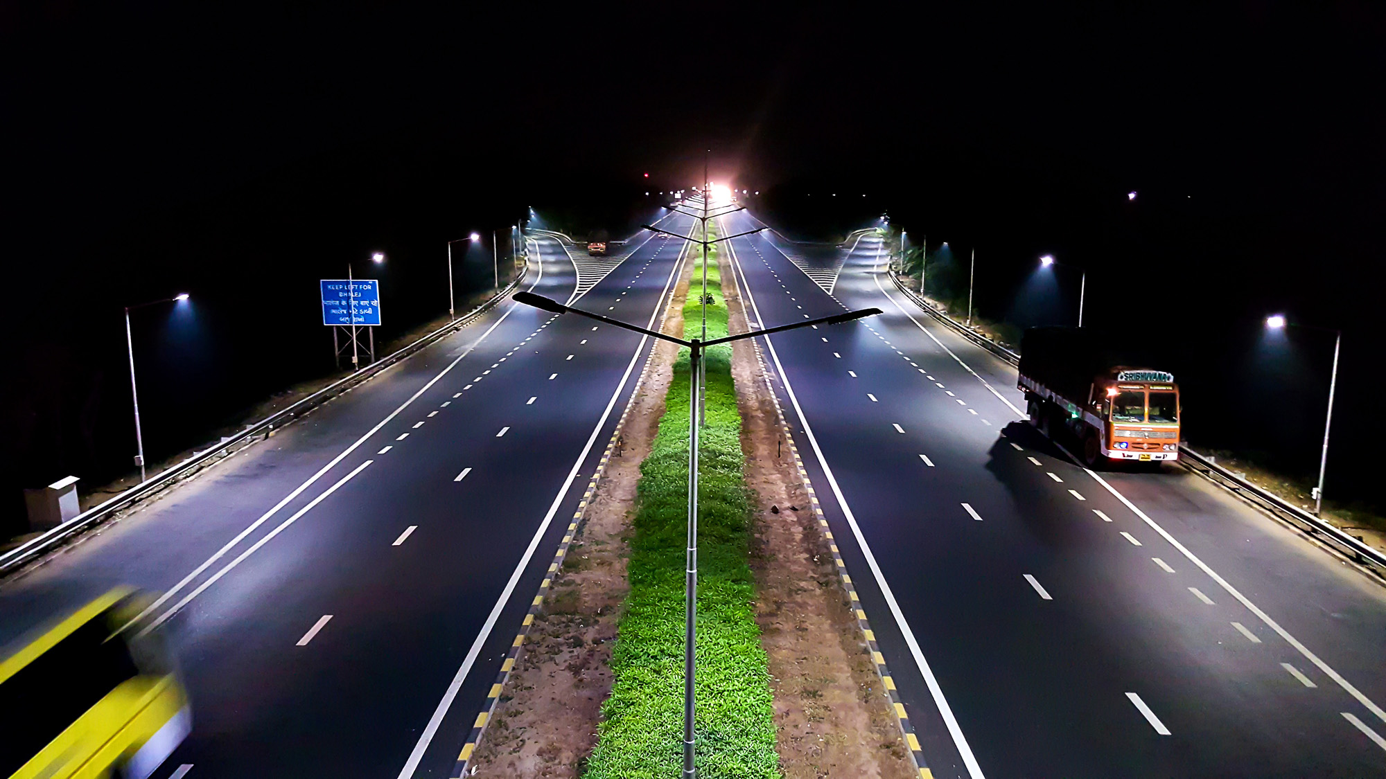 nighttime empty highway