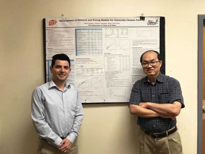 Ph.D. candidate Okan Gurbuz and Professor Kelvin Cheu present research on university parking demand models